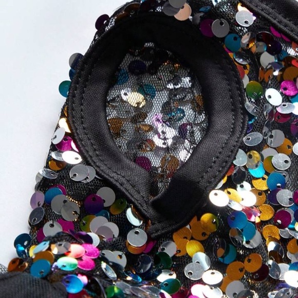 Chic Elegant Metallic Multicolor Sequin Party Birthday Dog Dress XS - Picture 3 of 4